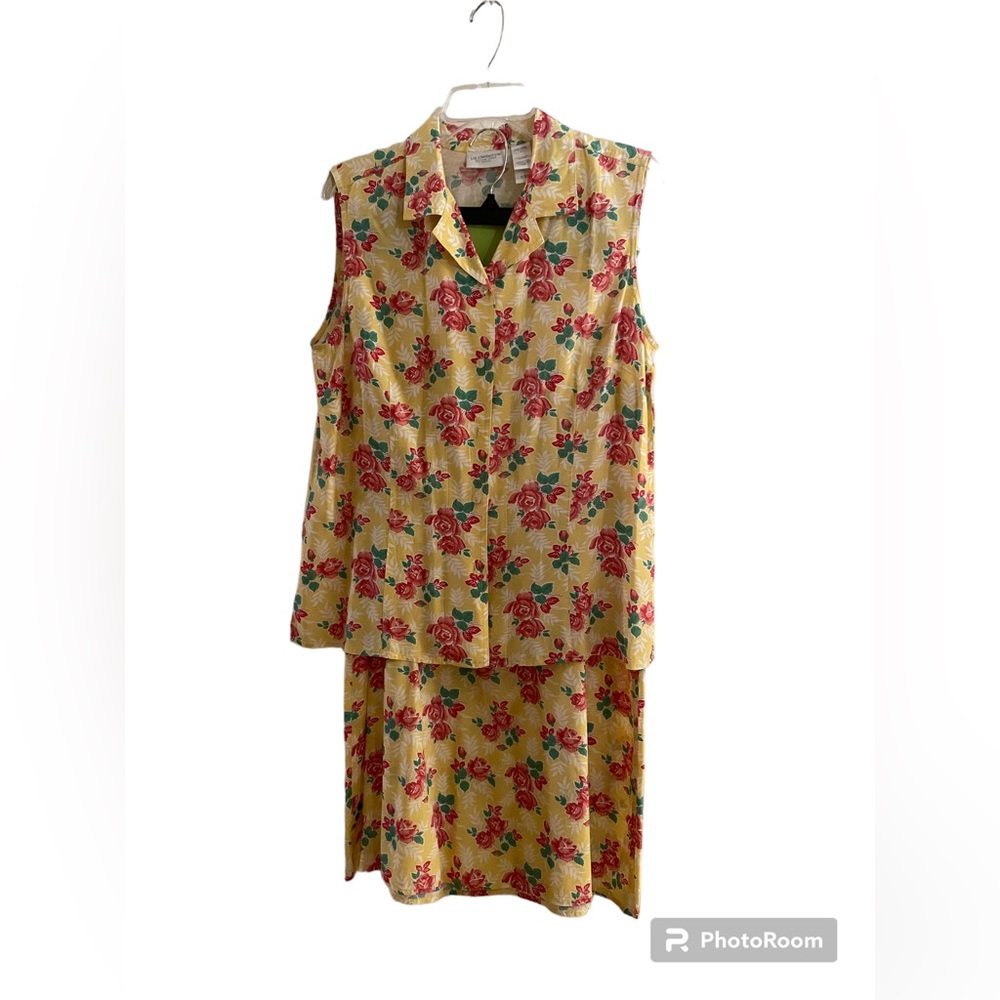 Vintage Liz Claiborne Sleeveless Shirt and Skirt Large Petite